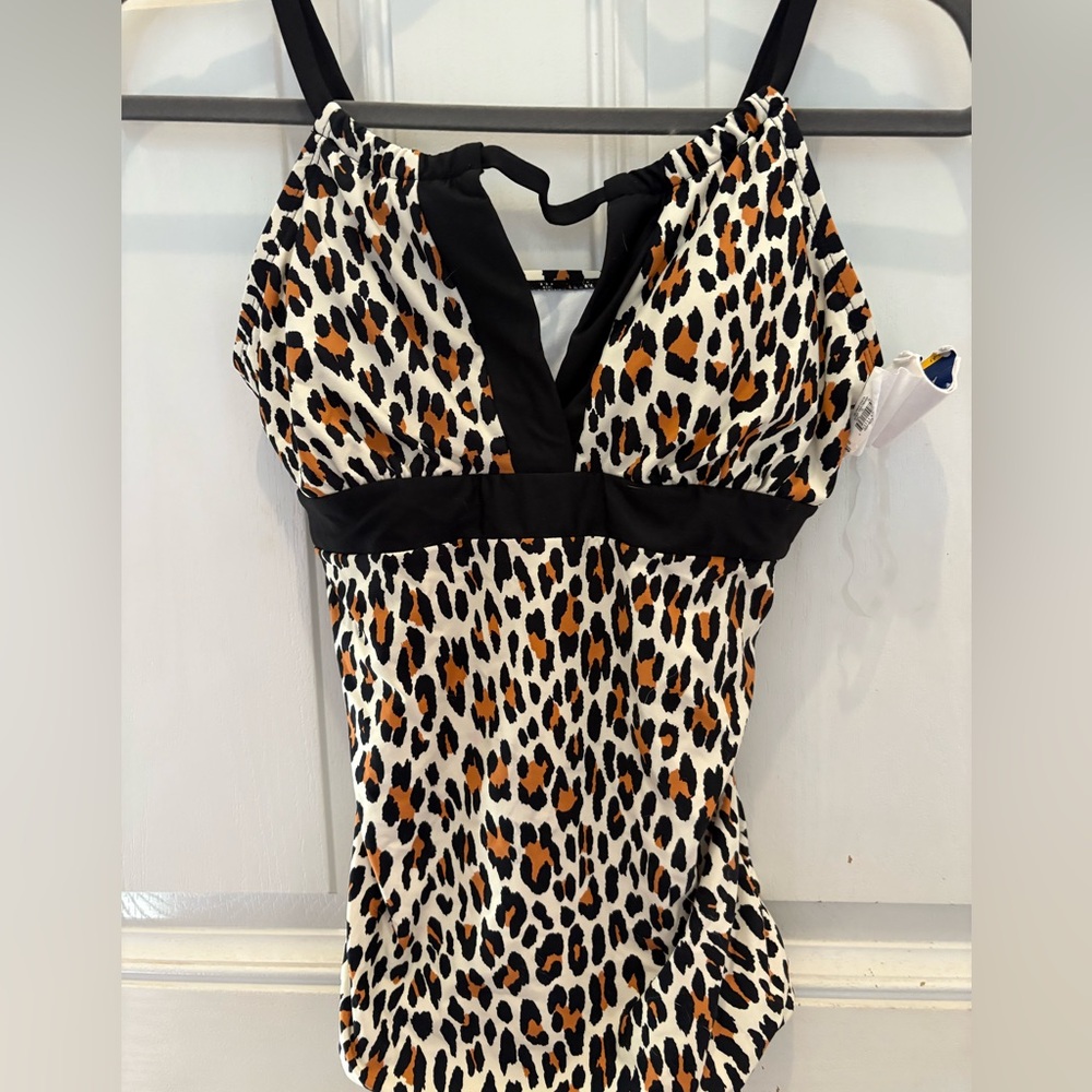 Apt. 9 Leopard Print Swimsuit with Black Accents